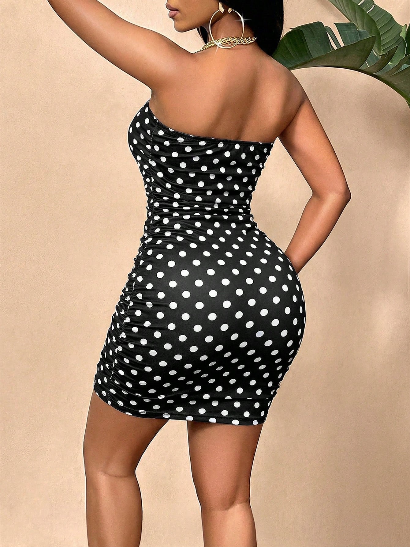 SOLERSUN Marble Print Tube Bodycon Party Club Night Dress (Random Floral) Black And White Polka Dot Summer Rave
