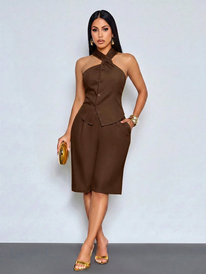 SOLERSUN Sexy, Elegant, Casual, And Suitable For Commuting, This Irregular-Style Ginger-Yellow, High-End Spring/Summer Shirt/Top In A Vintage Feel Is Perfect For Spring And Summer.