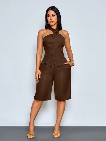 SOLERSUN Sexy, Elegant, Casual, And Suitable For Commuting, This Irregular-Style Ginger-Yellow, High-End Spring/Summer Shirt/Top In A Vintage Feel Is Perfect For Spring And Summer.