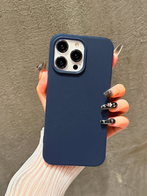Solid Color Basic TPU 1pc Navy Blue Solid Color TPU Phone Case, Compatible With IPhone 16 Pro Max, 11/12/13/14 Plus, 7/8 Plus, XR/7/8 Plus, 15 Pro Max, Anti-Fall Protective Cover Waterproof Shockproof