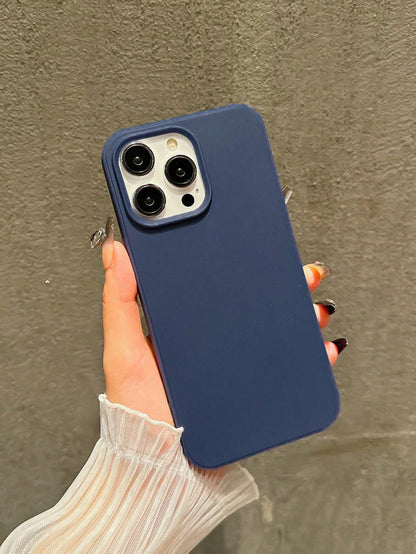 Solid Color Basic TPU 1pc Navy Blue Solid Color TPU Phone Case, Compatible With IPhone 16 Pro Max, 11/12/13/14 Plus, 7/8 Plus, XR/7/8 Plus, 15 Pro Max, Anti-Fall Protective Cover Waterproof Shockproof
