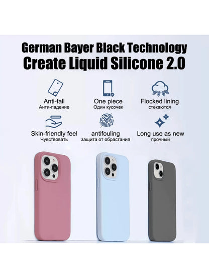 Solid Color Black Luxury Liquid Silicone Shockproof Fashion Phone Case 1pc Compatible With Apple Phone 17 Air 16e 11 13 12 14 15 Pro Max Cases Phone 16 Pro Max Protective Cover Spring Birthday Gift