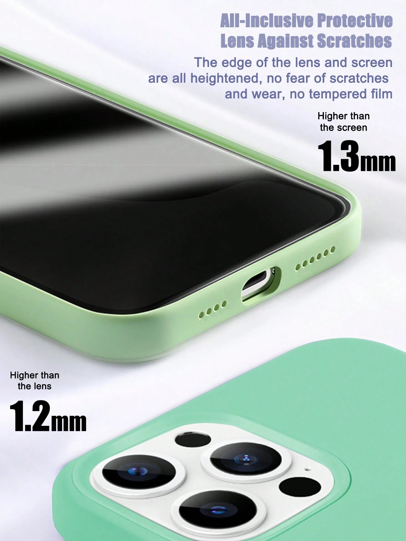 Solid Color Mint Green 1PC Luxury Liquid Silicone Shockproof Case Compatible With Apple Compatible With IPhone 16 14 13 12 11 15 Pro Max Cover Compatible With IPhone 12 13 Mini 14 15 16 Plus Fashion W