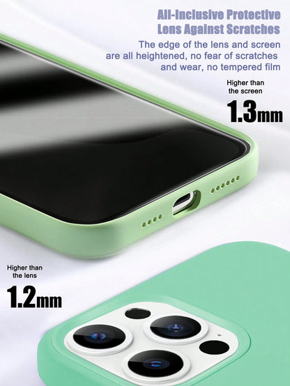 Solid Color Mint Green 1PC Luxury Liquid Silicone Shockproof Case Compatible With Apple Compatible With IPhone 16 14 13 12 11 15 Pro Max Cover Compatible With IPhone 12 13 Mini 14 15 16 Plus Fashion W