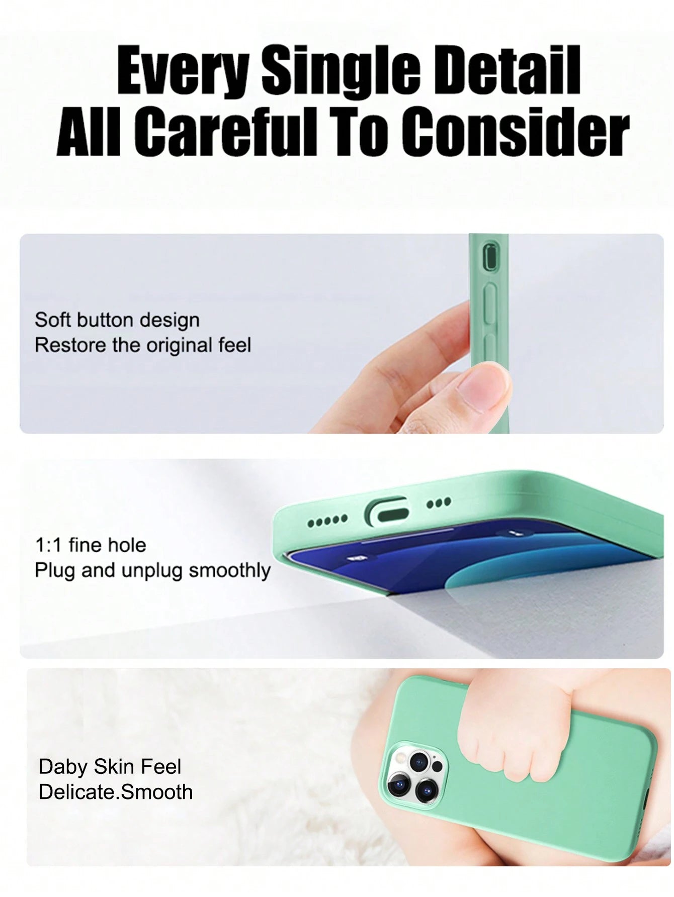 Solid Color Mint Green 1PC Luxury Liquid Silicone Shockproof Case Compatible With Apple Compatible With IPhone 16 14 13 12 11 15 Pro Max Cover Compatible With IPhone 12 13 Mini 14 15 16 Plus Fashion W