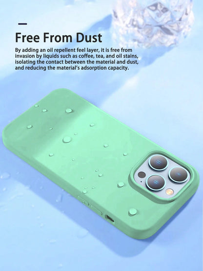 Solid Color Mint Green 1PC Luxury Liquid Silicone Shockproof Case Compatible With Apple Compatible With IPhone 16 14 13 12 11 15 Pro Max Cover Compatible With IPhone 12 13 Mini 14 15 16 Plus Fashion W