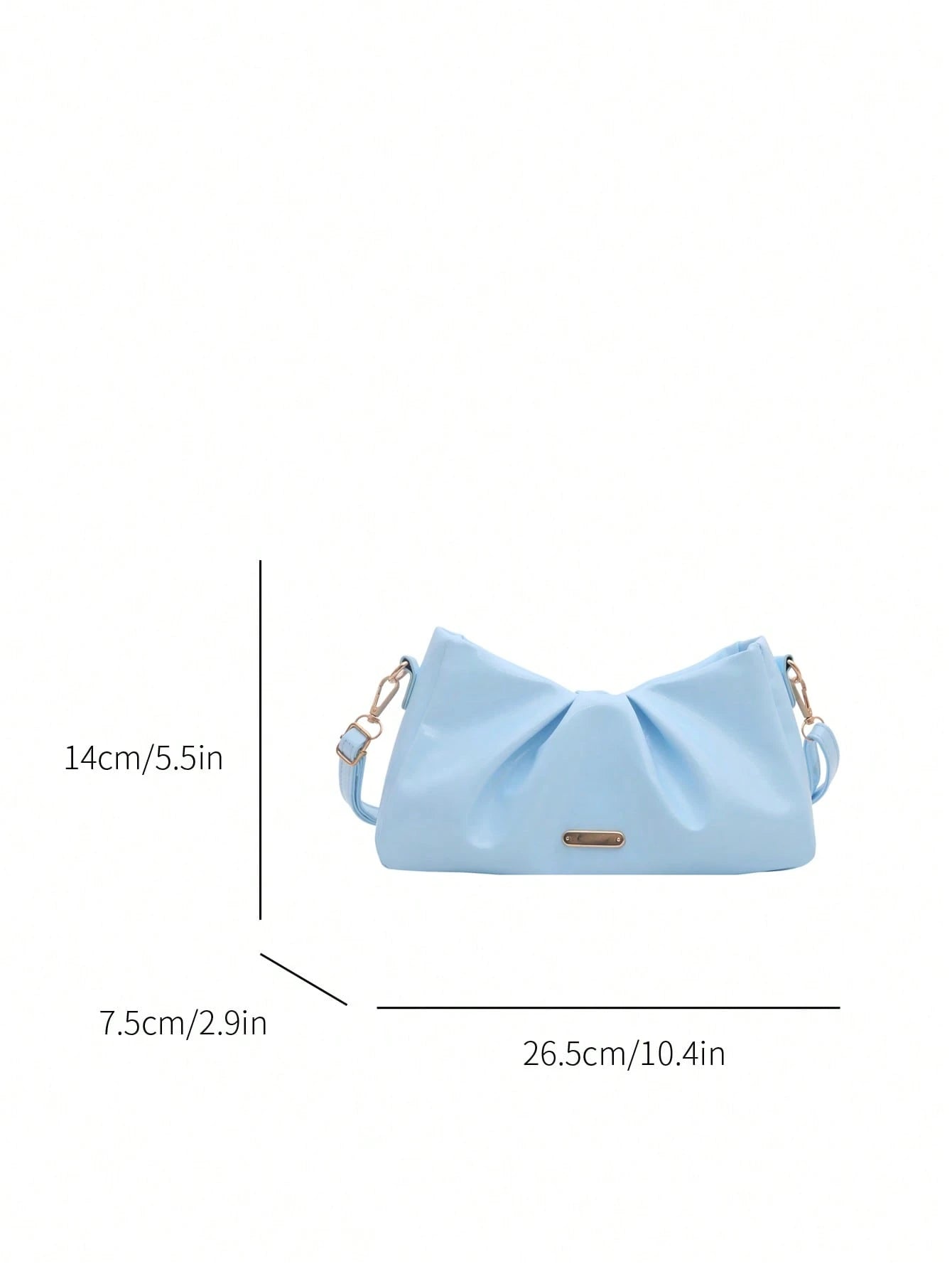 Solid Color Pleated Underarm Bag Soft PU Handbag Adjustable Shoulder Strap Daily Date Crossbody Shoulder Bag
