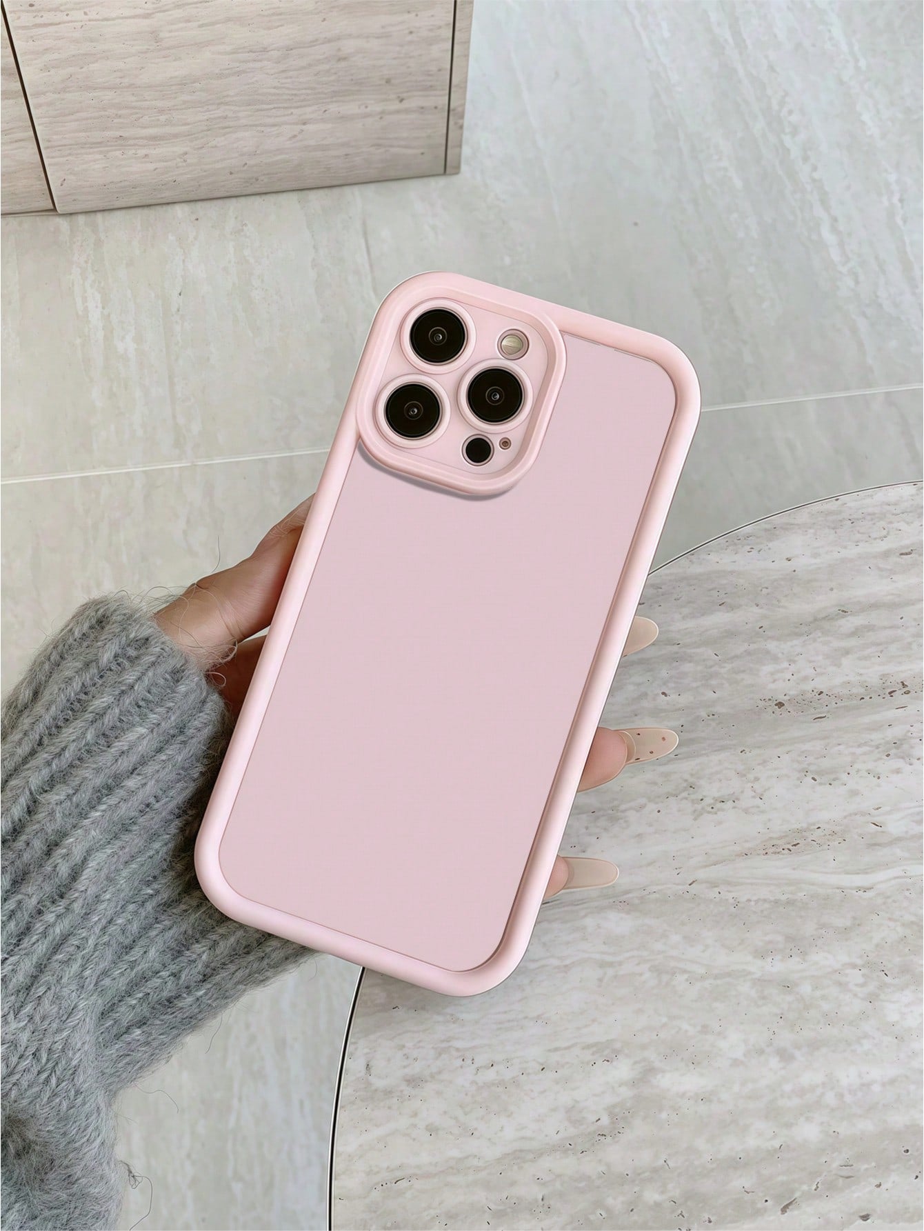 Solid Color TPU Pink Personalized Pink Pattern Full Coverage TPU Shockproof Phone Case 1pc Compatible With Apple 16, 15, 14, 13, 12, 11 Pro Max, And Series, International Version, Not The Domestic Ver