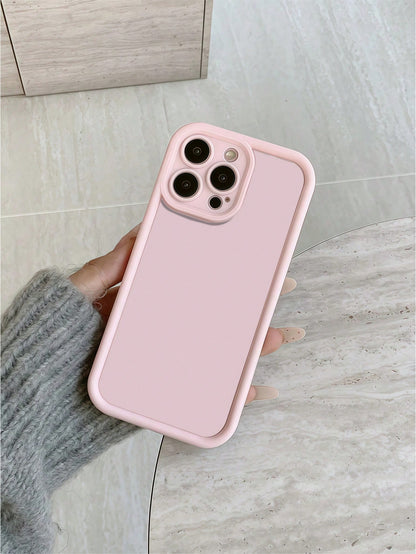 Solid Color TPU Pink Personalized Pink Pattern Full Coverage TPU Shockproof Phone Case 1pc Compatible With Apple 16, 15, 14, 13, 12, 11 Pro Max, And Series, International Version, Not The Domestic Ver
