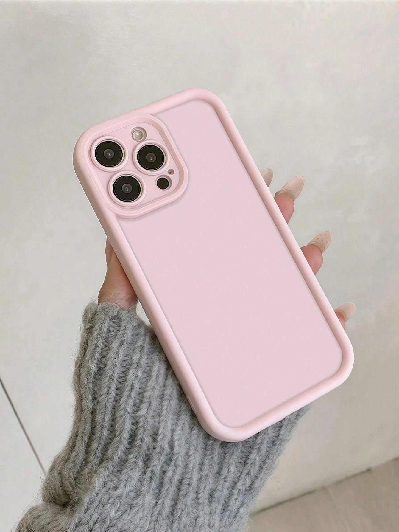 Solid Color TPU Pink Personalized Pink Pattern Full Coverage TPU Shockproof Phone Case 1pc Compatible With Apple 16, 15, 14, 13, 12, 11 Pro Max, And Series, International Version, Not The Domestic Ver