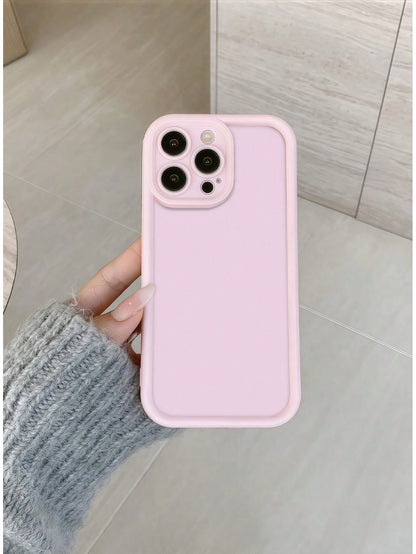 Solid Color TPU Pink Personalized Pink Pattern Full Coverage TPU Shockproof Phone Case 1pc Compatible With Apple 16, 15, 14, 13, 12, 11 Pro Max, And Series, International Version, Not The Domestic Ver