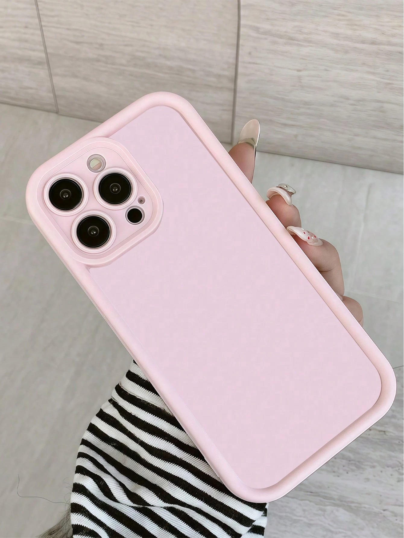 Solid Color TPU Pink Personalized Pink Pattern Full Coverage TPU Shockproof Phone Case 1pc Compatible With Apple 16, 15, 14, 13, 12, 11 Pro Max, And Series, International Version, Not The Domestic Ver