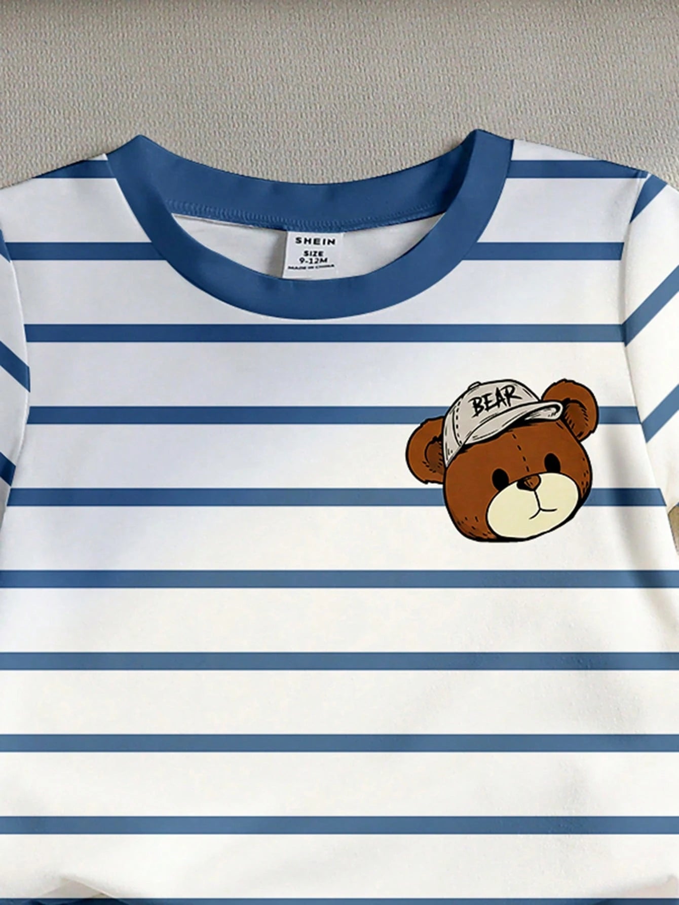 Souflis Souflis 2pcs/Set Baby Boy Blue White Stripe Short Sleeve Top And Shorts Outfit,Summer Casual Cute Beach Lemon Print Soft Stylish Photography Gifts Outfit