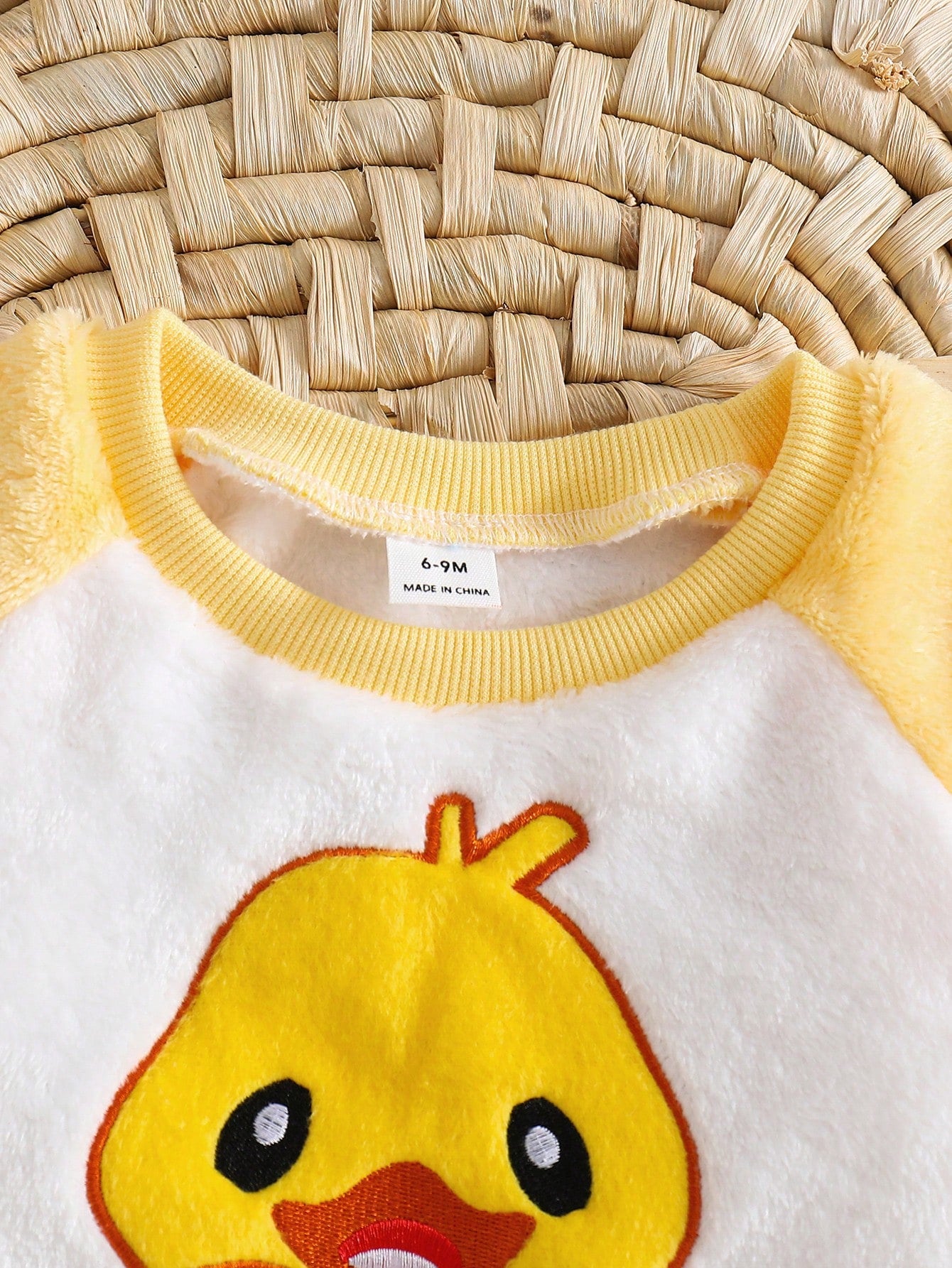Souflis Souflis 2pcs Toddler Infant Baby Boys Girls Casual Yellow Cartoon Duck Print Soft Thick Plush Fleece Sweatshirt Sweatpants Two Piece Outfit Set Fall Winter