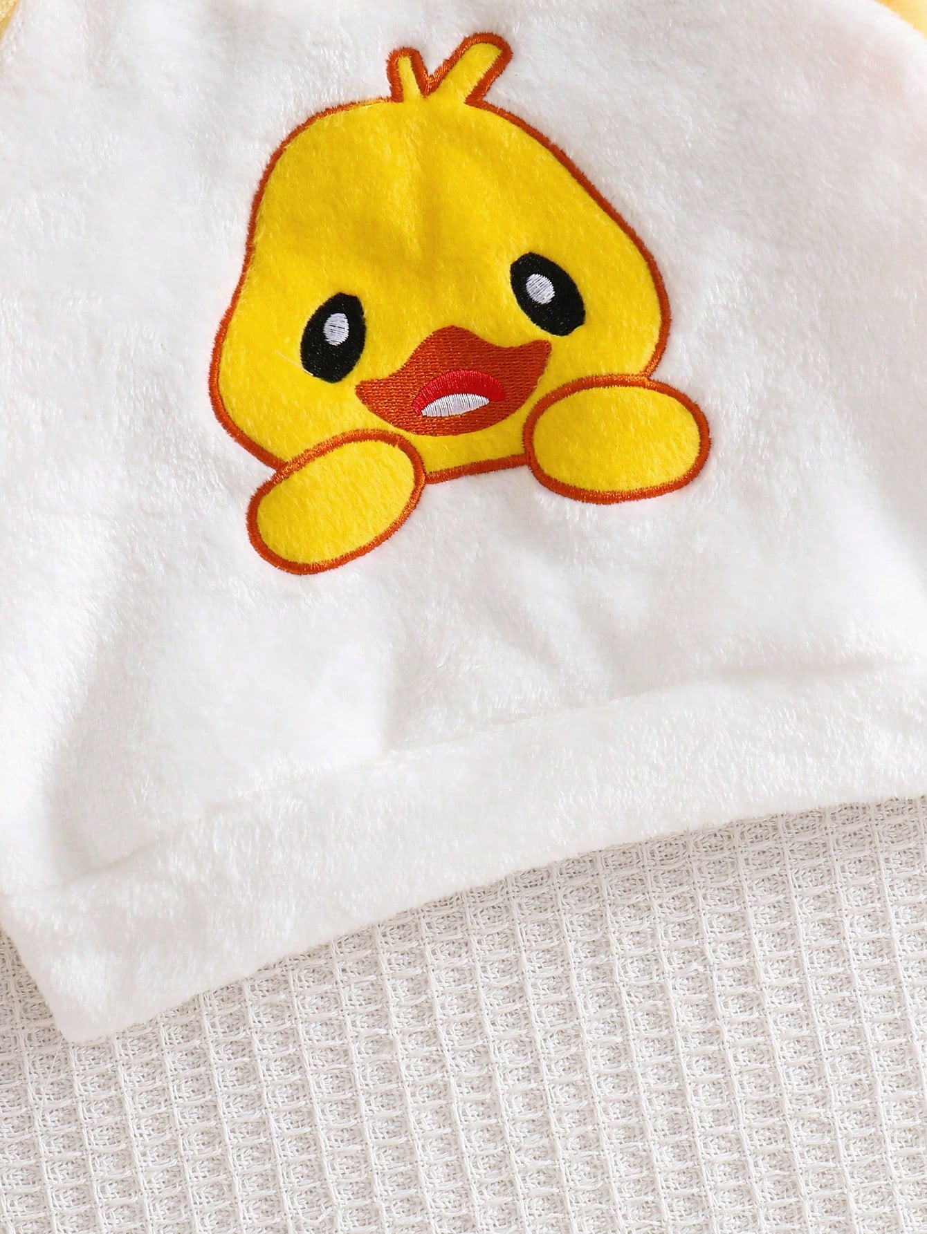 Souflis Souflis 2pcs Toddler Infant Baby Boys Girls Casual Yellow Cartoon Duck Print Soft Thick Plush Fleece Sweatshirt Sweatpants Two Piece Outfit Set Fall Winter