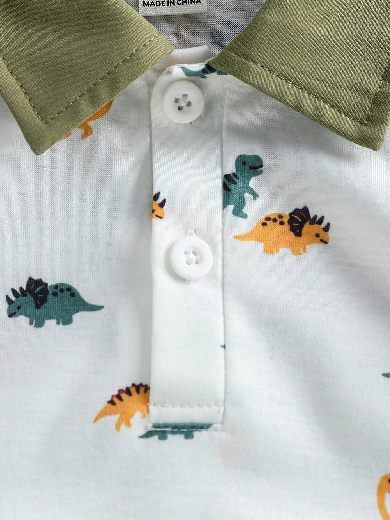 Souflis Souflis Baby Boy Dinosaur Print Color Block Short Sleeve Top And Shorts Casual Daily Outfit