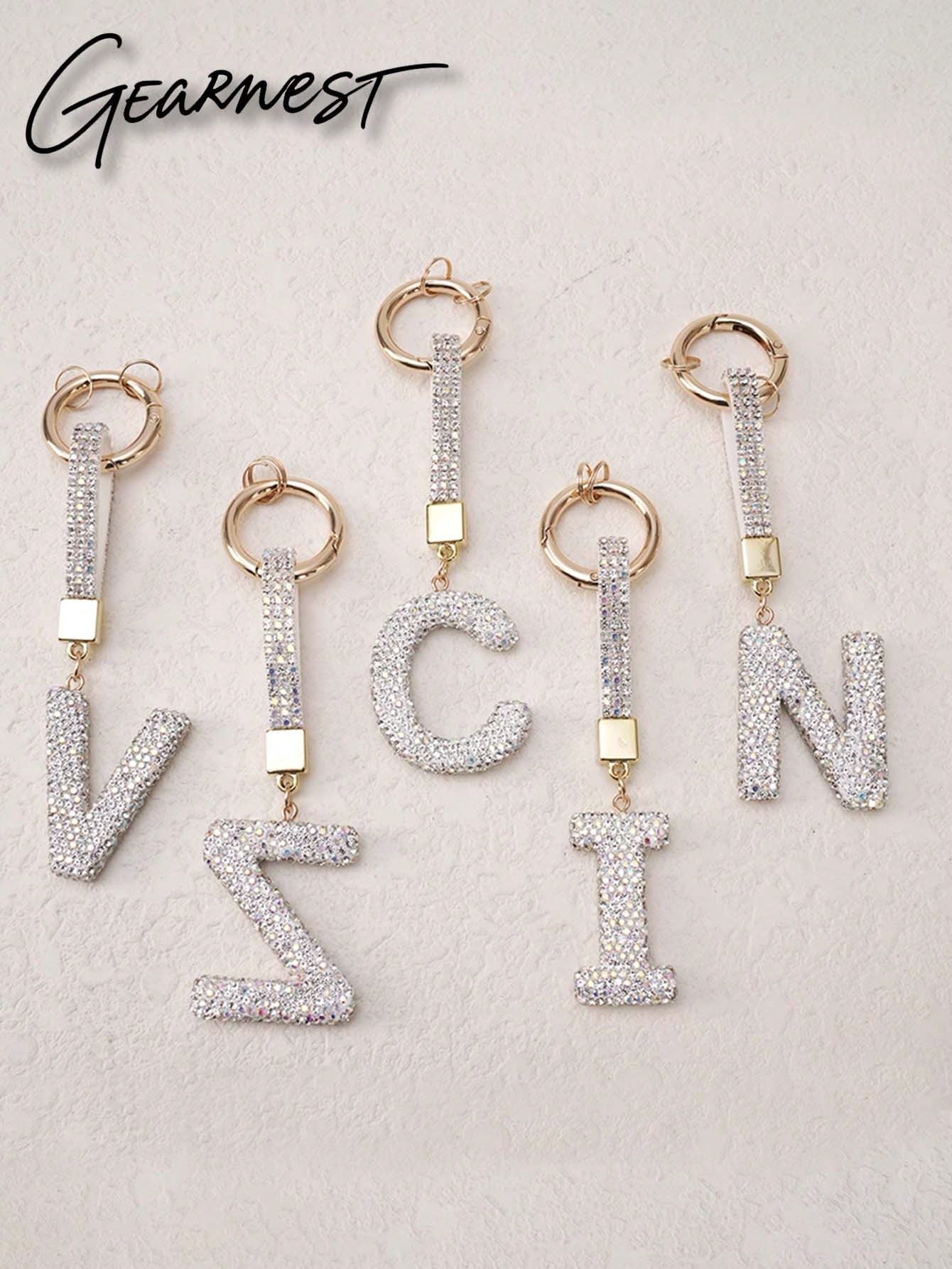 Sparkling Crystal Letter Keychain- Shiny Alloy Pendant, Suitable For Bags And Backpacks- Perfect Gift For Birthday And Special Occasions, Keychain, Ring, Bag, Backpack Decor, Car Charm, Gift For Wom