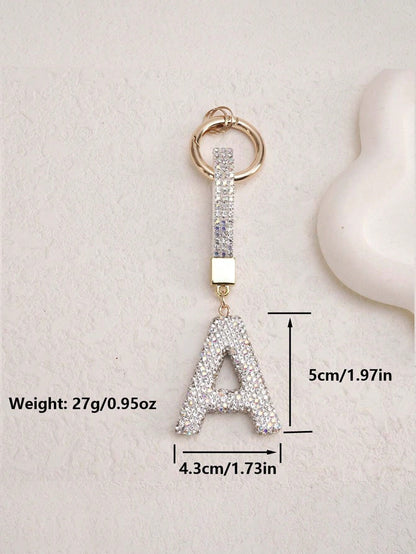 Sparkling Crystal Letter Keychain- Shiny Alloy Pendant, Suitable For Bags And Backpacks- Perfect Gift For Birthday And Special Occasions, Keychain, Ring, Bag, Backpack Decor, Car Charm, Gift For Wom