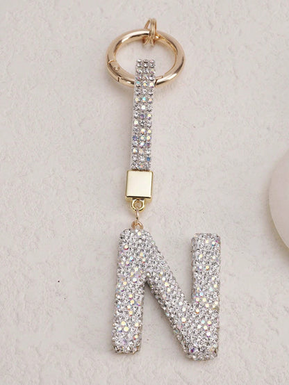 Sparkling Crystal Letter Keychain- Shiny Alloy Pendant, Suitable For Bags And Backpacks- Perfect Gift For Birthday And Special Occasions, Keychain, Ring, Bag, Backpack Decor, Car Charm, Gift For Wom