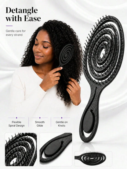 Spiral Ventilated Hair Comb, Hollow Styling Comb With Flexible Bristles, Rounded Tips And Easy-Grip Handle, Suitable For Curly, Wavy, Thick, Long, Wet Or Dry Hair, Women's Daily Hair Care, Home And Tr