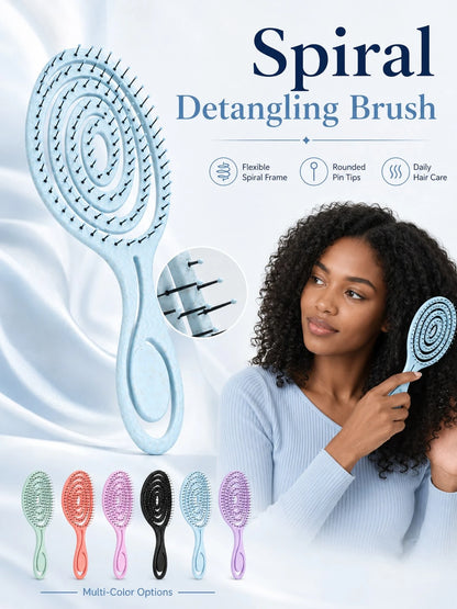 Spiral Ventilated Hair Comb, Hollow Styling Comb With Flexible Bristles, Rounded Tips And Easy-Grip Handle, Suitable For Curly, Wavy, Thick, Long, Wet Or Dry Hair, Women's Daily Hair Care, Home And Tr