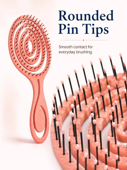Spiral Ventilated Hair Comb, Hollow Styling Comb With Flexible Bristles, Rounded Tips And Easy-Grip Handle, Suitable For Curly, Wavy, Thick, Long, Wet Or Dry Hair, Women's Daily Hair Care, Home And Tr