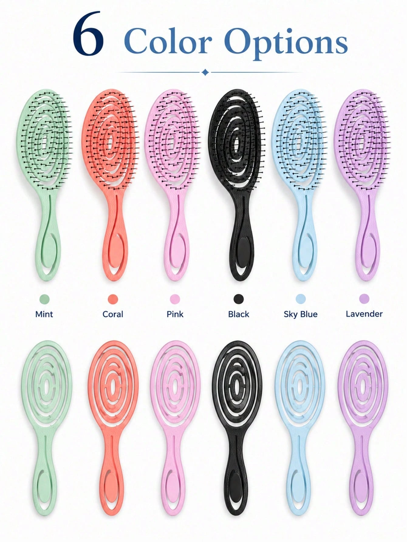 Spiral Ventilated Hair Comb, Hollow Styling Comb With Flexible Bristles, Rounded Tips And Easy-Grip Handle, Suitable For Curly, Wavy, Thick, Long, Wet Or Dry Hair, Women's Daily Hair Care, Home And Tr