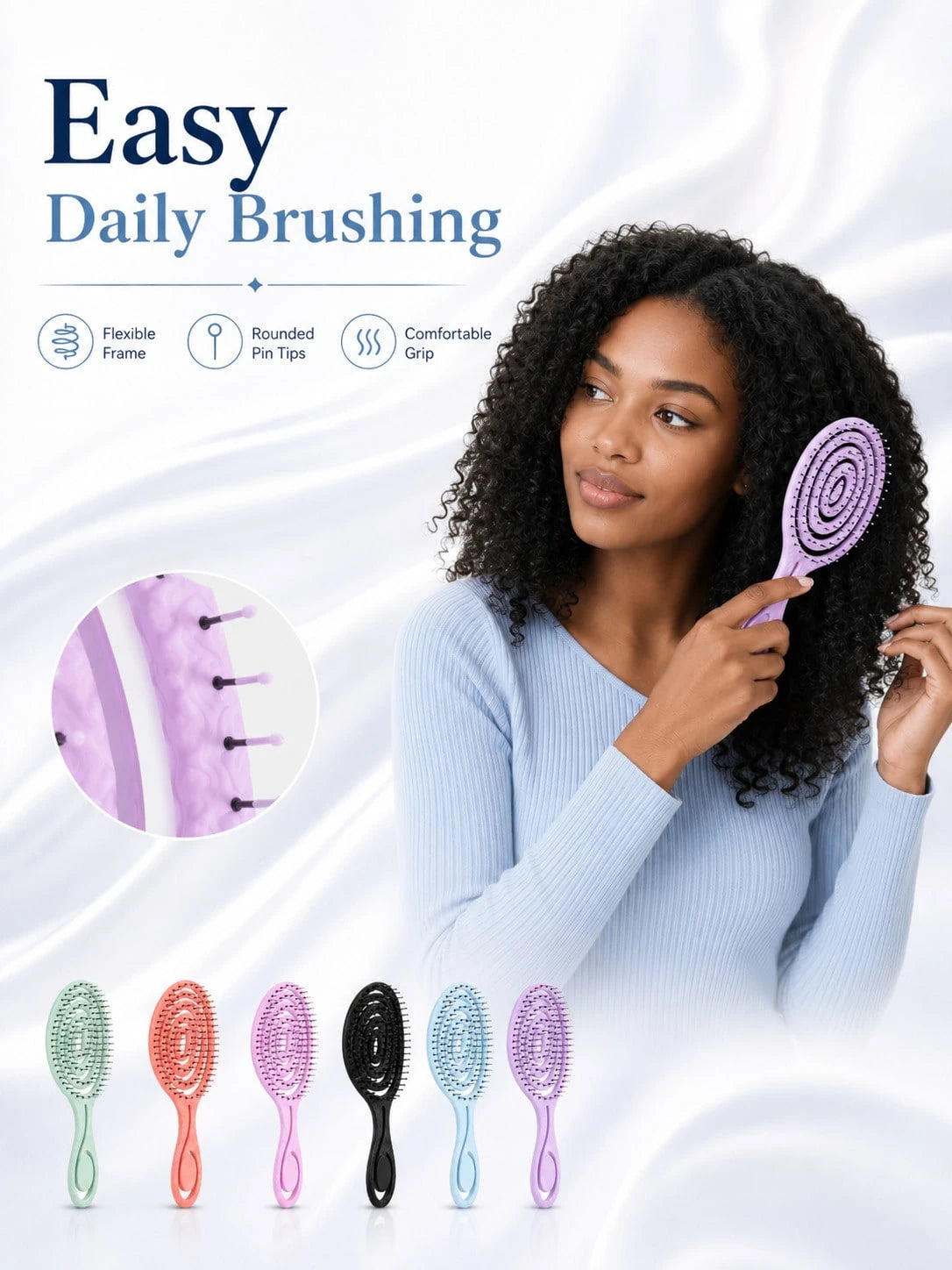 Spiral Ventilated Hair Comb, Hollow Styling Comb With Flexible Bristles, Rounded Tips And Easy-Grip Handle, Suitable For Curly, Wavy, Thick, Long, Wet Or Dry Hair, Women's Daily Hair Care, Home And Tr