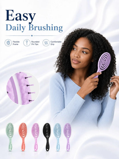 Spiral Ventilated Hair Comb, Hollow Styling Comb With Flexible Bristles, Rounded Tips And Easy-Grip Handle, Suitable For Curly, Wavy, Thick, Long, Wet Or Dry Hair, Women's Daily Hair Care, Home And Tr