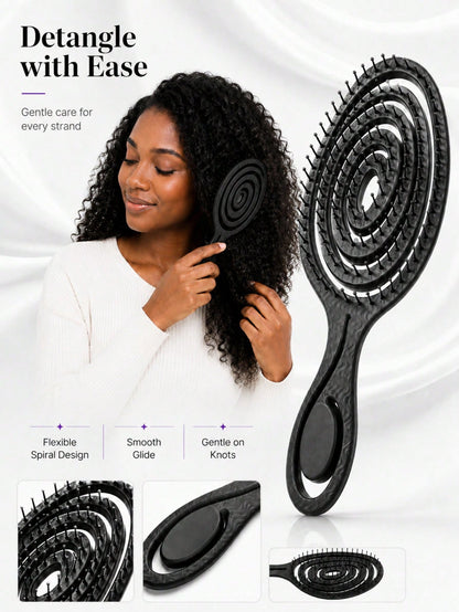 Spiral Ventilated Hair Comb, Hollow Styling Comb With Flexible Bristles, Rounded Tips And Easy-Grip Handle, Suitable For Curly, Wavy, Thick, Long, Wet Or Dry Hair, Women's Daily Hair Care, Home And Tr