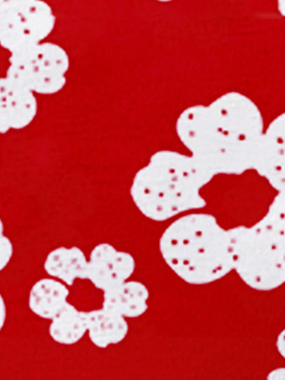 Spring Summer Baby Boys' Casual Cute Creative Fresh Red Flower Pattern Print T-Shirt And Shorts Set, Comfortable Daily Holiday Evening Outfit