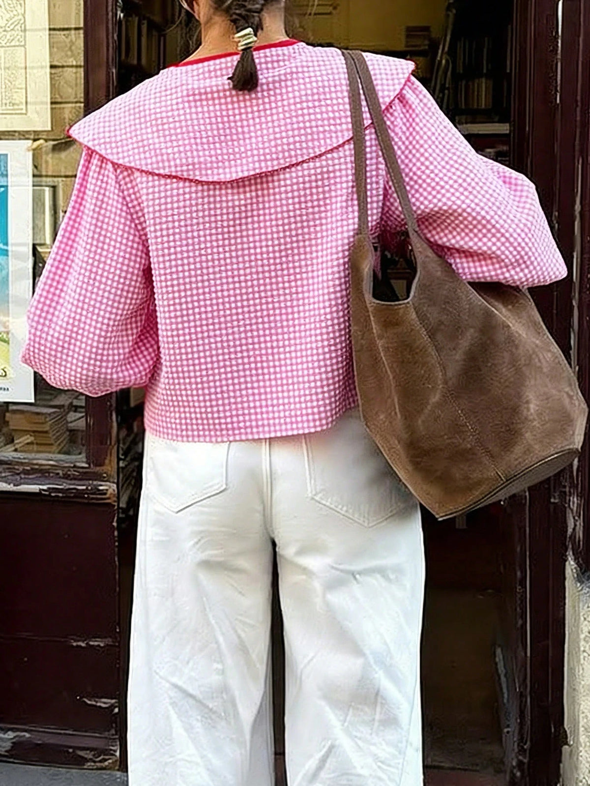 Spring/Summer Tie Collar Ruffle Flare Sleeve Blouse, Sweet Elegant Lady Shirt For School, Party, Wedding, Beach, Vacation, Pink