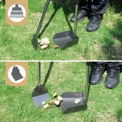Stainless Steel Dog Pooper Scooper Set, Durable, Rust Proof Tray And Rake Set, Pet Waste Removal Scoop With Adjustable Handles, Easy To Clean, Ideal For All Breeds
