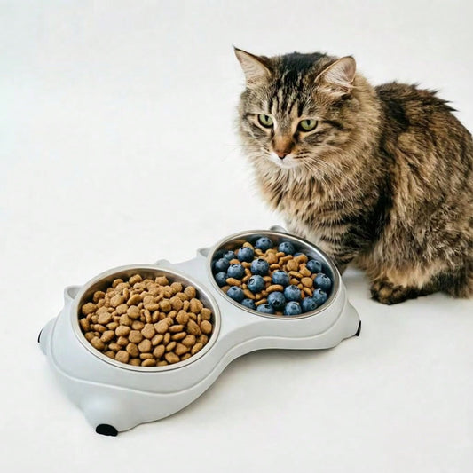 Stainless Steel Double Pet Bowl, Non-Slip Cat Dog Food Water Bowl, Detachable Double Feeder Bowl For Puppy Kitten, Easy Clean Pet Feeding Bowl
