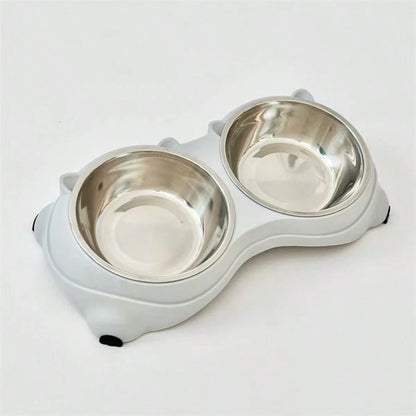 Stainless Steel Double Pet Bowl, Non-Slip Cat Dog Food Water Bowl, Detachable Double Feeder Bowl For Puppy Kitten, Easy Clean Pet Feeding Bowl