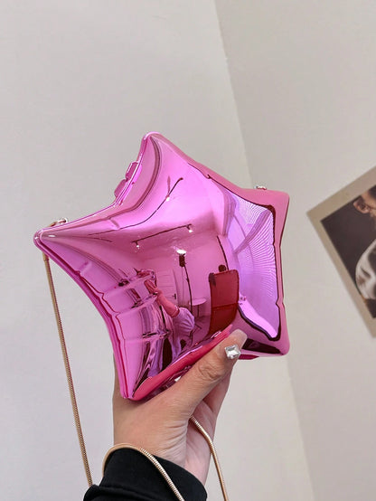 Star Box Clutch 2024 New Evening Bag Fashionable Casual Shiny Women Shoulder & Crossbody Bag, Stars Hollow Women Bag