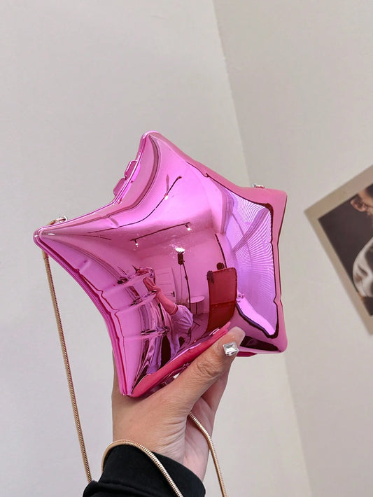 Star Box Clutch 2024 New Evening Bag Fashionable Casual Shiny Women Shoulder & Crossbody Bag, Stars Hollow Women Bag