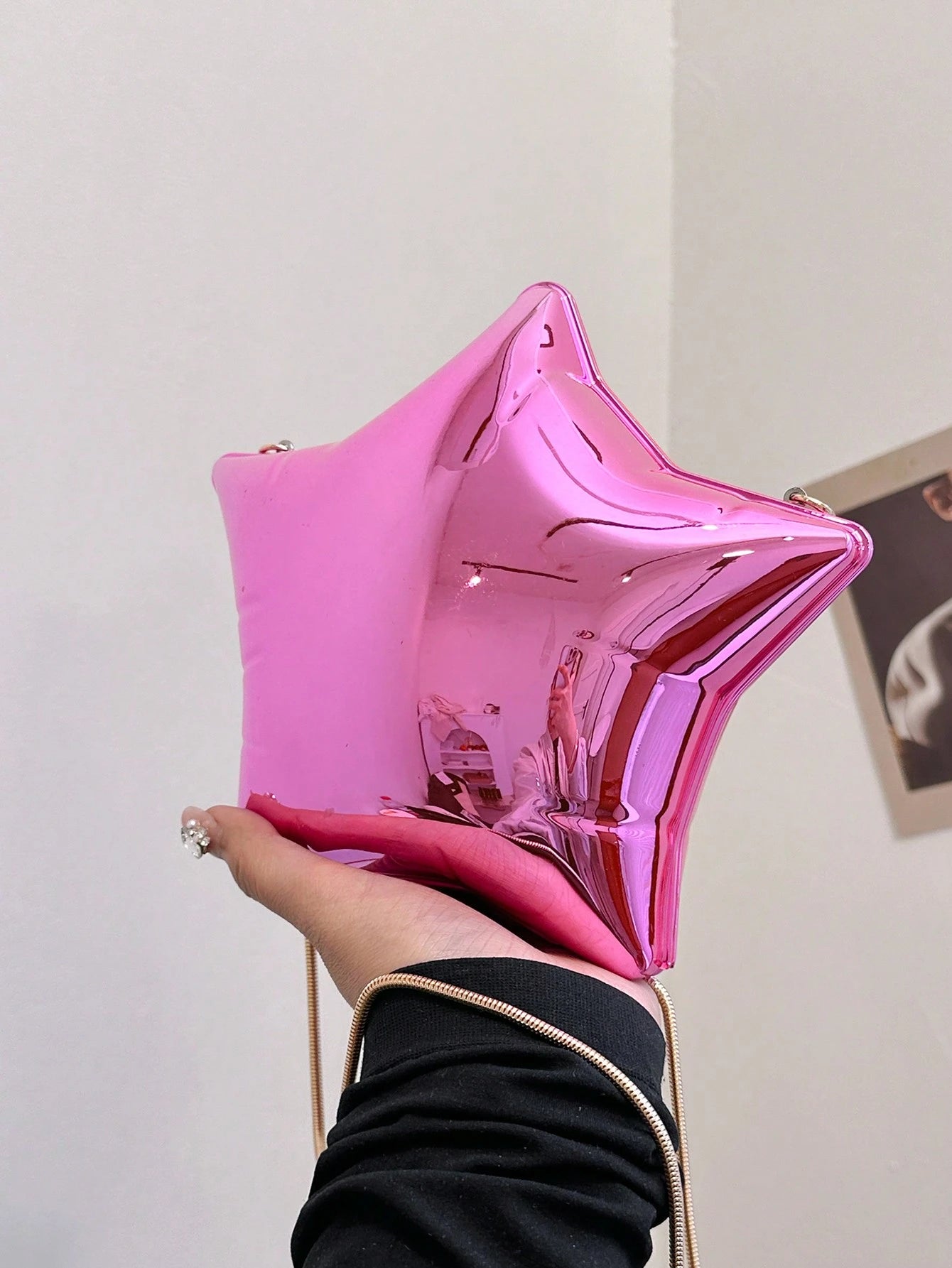 Star Box Clutch 2024 New Evening Bag Fashionable Casual Shiny Women Shoulder & Crossbody Bag, Stars Hollow Women Bag