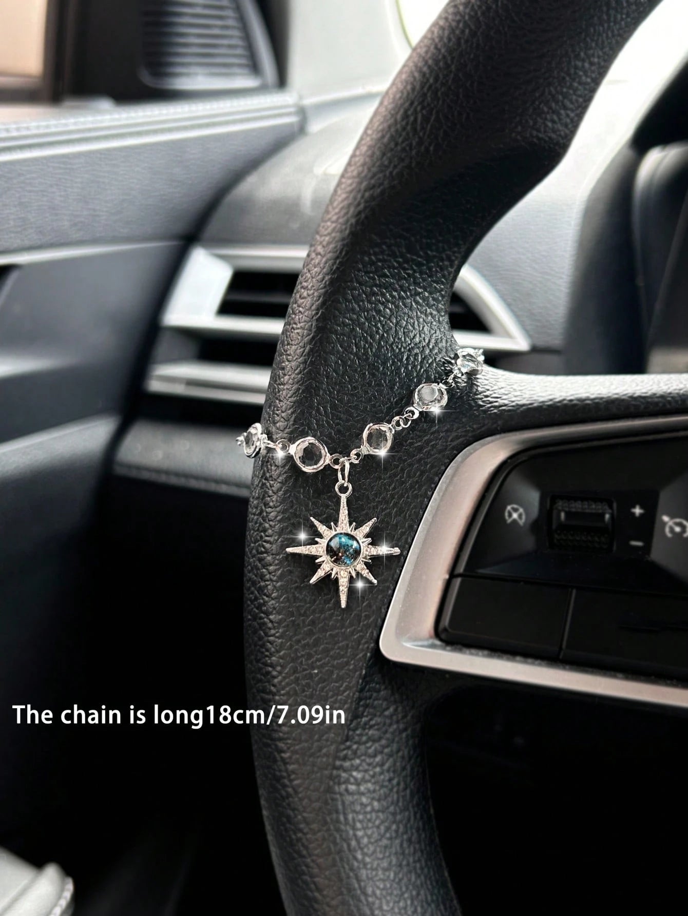 Starry Sky Sun Car Pendant, Rhinestone Sun Charm Vintage Alloy Decor For Car Steering Wheel