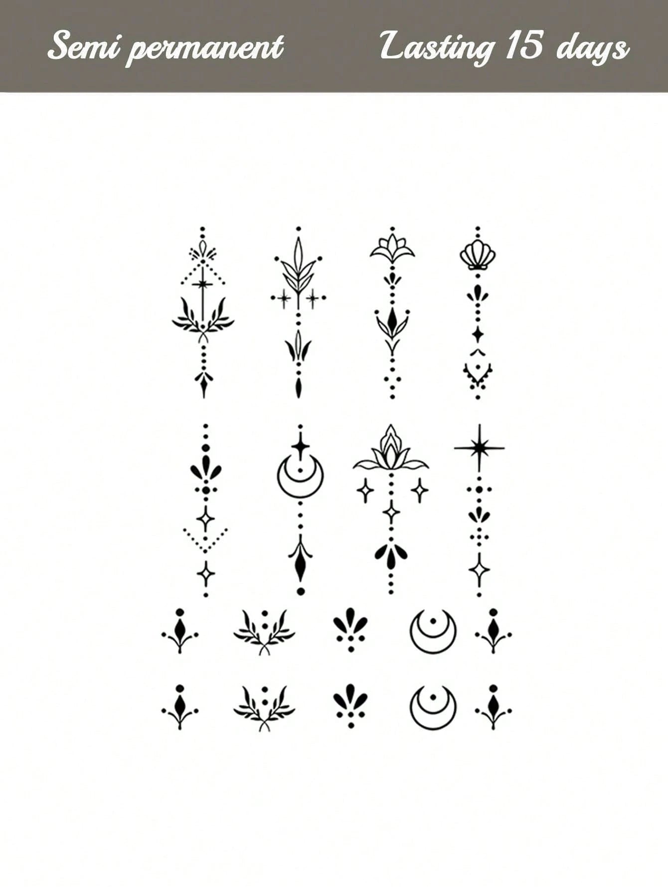 STARTTOOS 1-2 Weeks Durable Finger Tattoo Stickers, Y2K Floral & Celestial Small Pattern DIY Finger, Ear, Shoulder, Neck, Collarbone Fine Line Temporary Tattoos