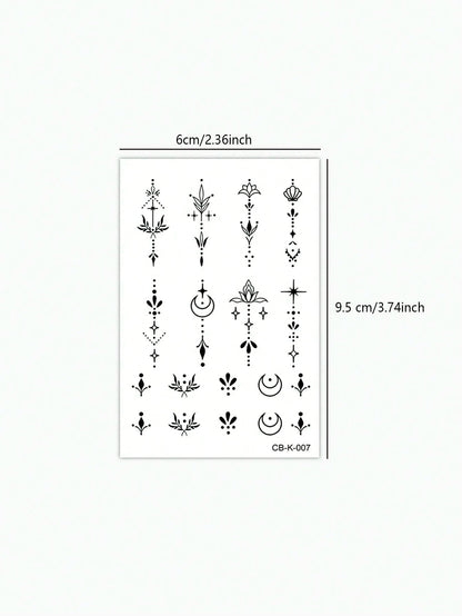 STARTTOOS 1-2 Weeks Durable Finger Tattoo Stickers, Y2K Floral & Celestial Small Pattern DIY Finger, Ear, Shoulder, Neck, Collarbone Fine Line Temporary Tattoos