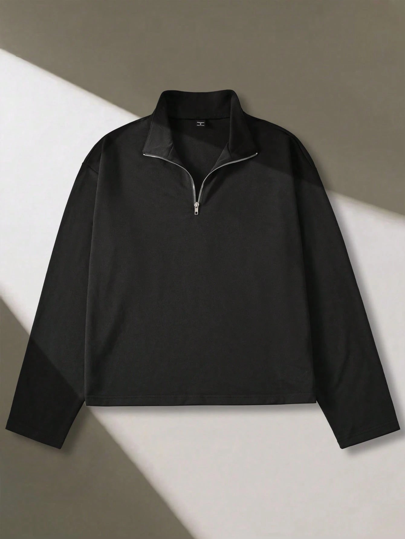 STEELVANCE Men's Black Autumn Basic Casual Long Sleeve Zip-Up Polo Sweatshirt,Hiking Minimalist Office Outdoor Lightweight T-Shirt,Gift For Formal Or Informal