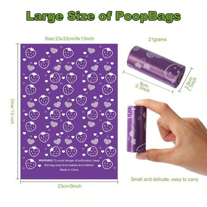 Strawberry Scented Pet Waste Bags, Pet Poop Bags, Light Strawberry Fragrance, Thickened Dog Poop Bags For Outdoor Use, Durable Leak-Proof Cat And Dog Waste Bags, Cleaning Trash Bags Cacas Perro Dog St