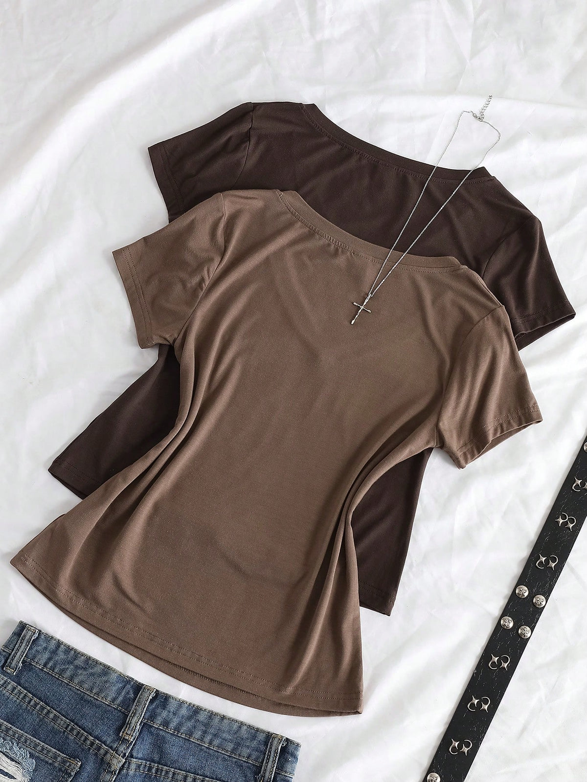 StreetHx Women's Summer V-Neck Tight T-Shirt, Punk Subculture Anime Solid Color Basic V-Neck Short Sleeve Fitted T-Shirt