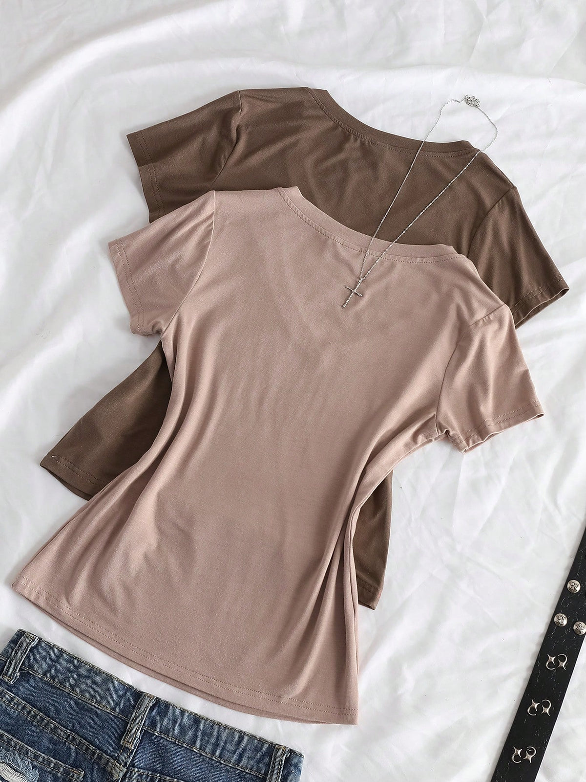 StreetHx Women's Summer V-Neck Tight T-Shirt, Punk Subculture Anime Solid Color Basic V-Neck Short Sleeve Fitted T-Shirt