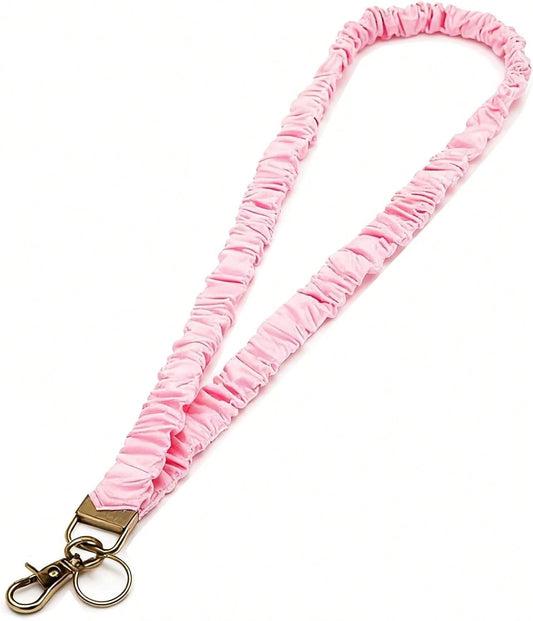 Stretchy Scrunchie Lanyard For ID Badges Keys, Teacher Lanyard With ID Holder Retractable Design For Women Ladies