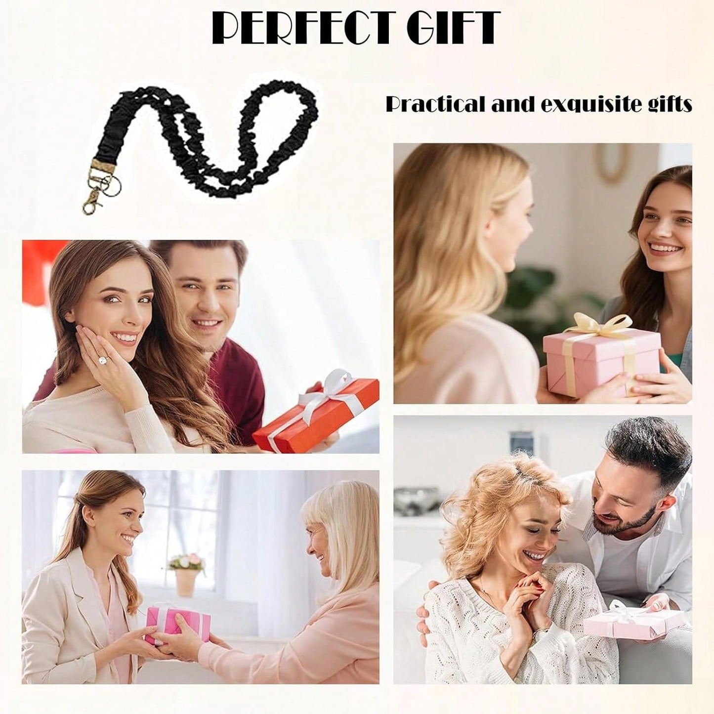 Stretchy Scrunchie Lanyard For ID Badges Keys, Teacher Lanyard With ID Holder Retractable Design For Women Ladies