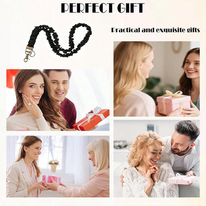 Stretchy Scrunchie Lanyard For ID Badges Keys, Teacher Lanyard With ID Holder Retractable Design For Women Ladies