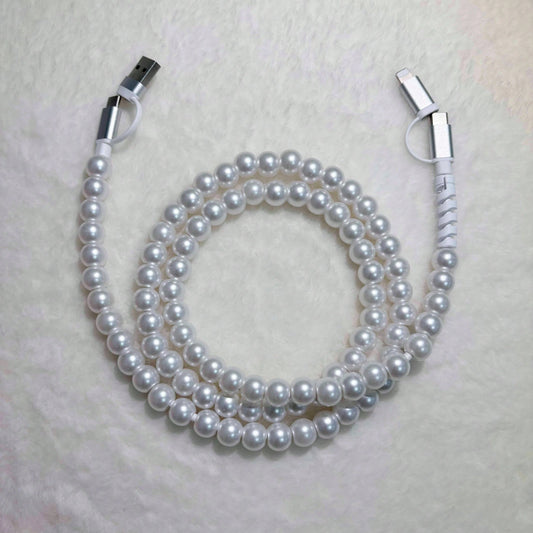 Stylish 4 In 1 Beaded Fast Charging Cable Upgraded Alloy Interface Compatible With All Devices With USB C And Lightning 3 3ft Length Perfect Fast Charging Cable For Ladies Multiple Colors Great Holida