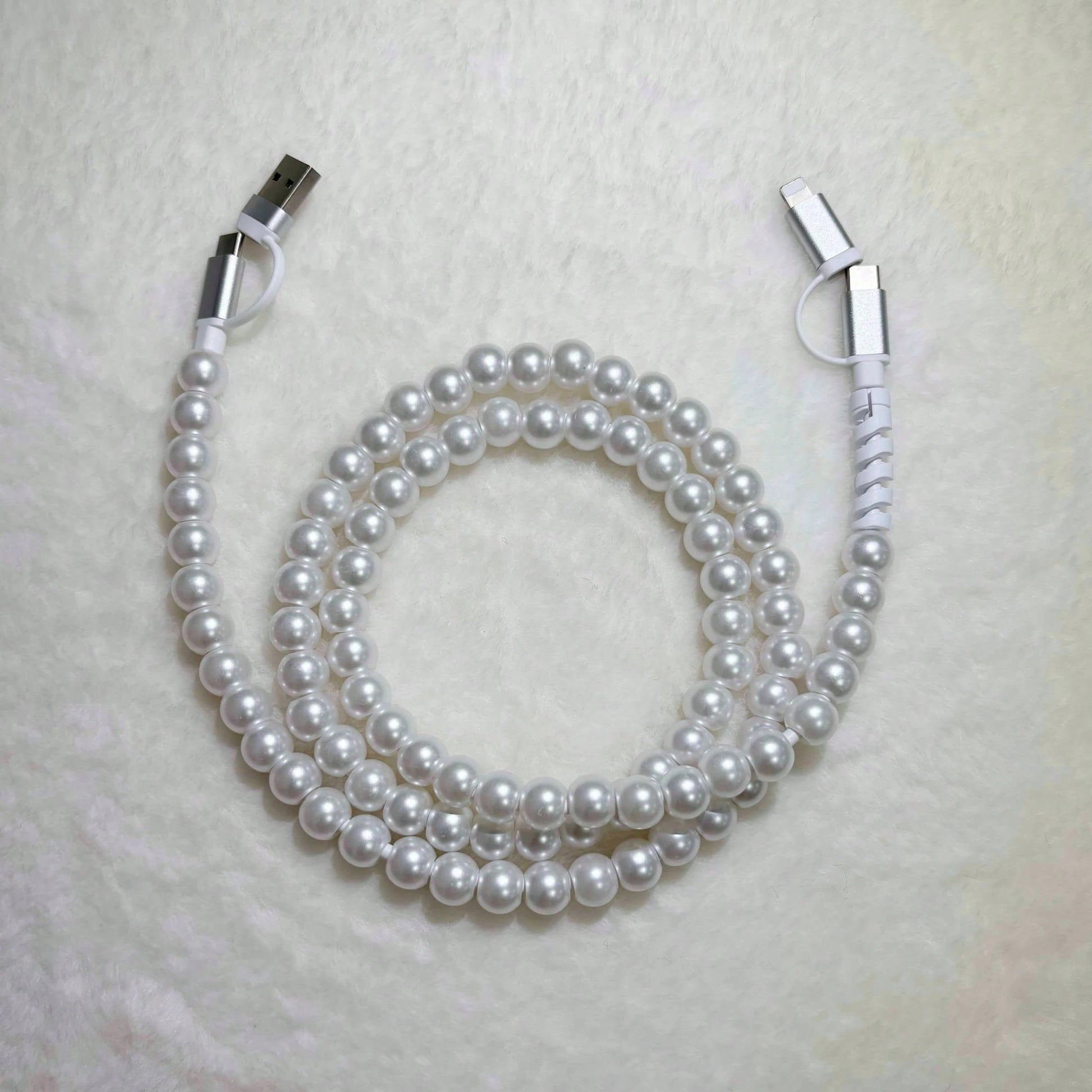 Stylish 4 In 1 Beaded Fast Charging Cable Upgraded Alloy Interface Compatible With All Devices With USB C And Lightning 3 3ft Length Perfect Fast Charging Cable For Ladies Multiple Colors Great Holida